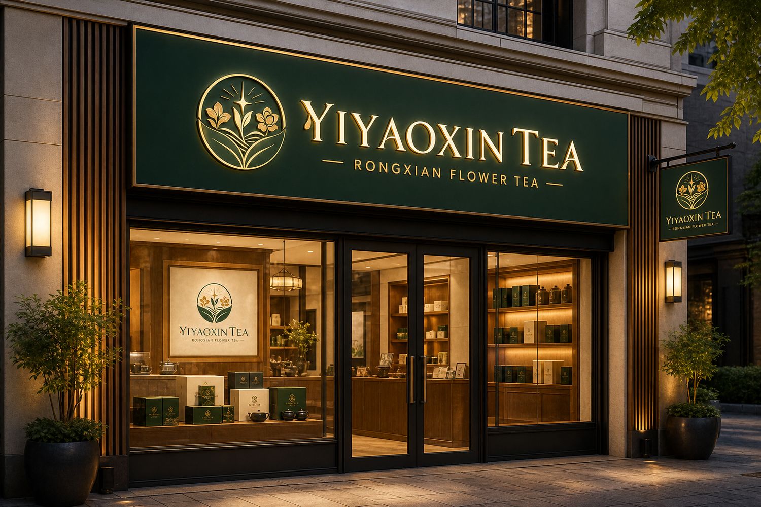 Yiyaoxin Tea storefront visual identity